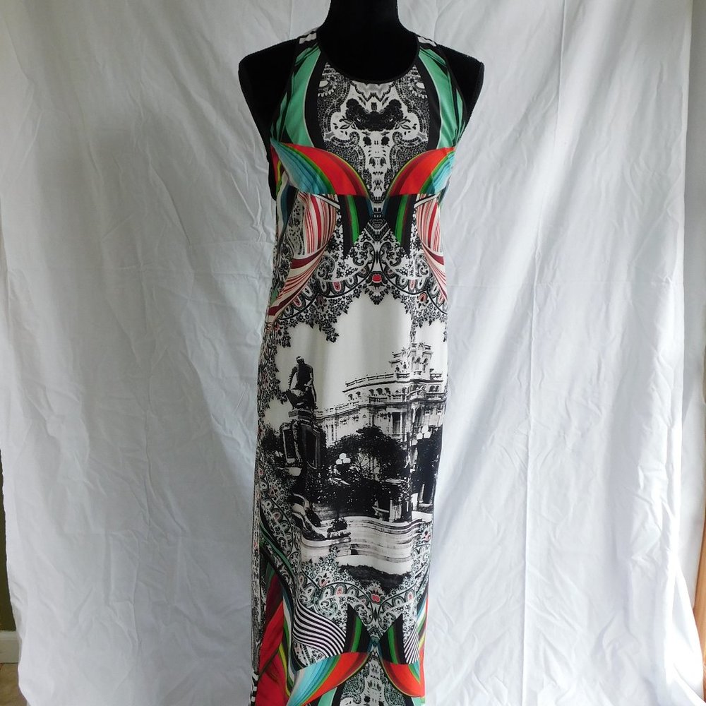 CLOVER CANYON All-Over City Print Silky Maxi Dress